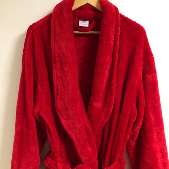 Martha Stewart Red Soft Plush Fleece Robe - Picture 3 of 6